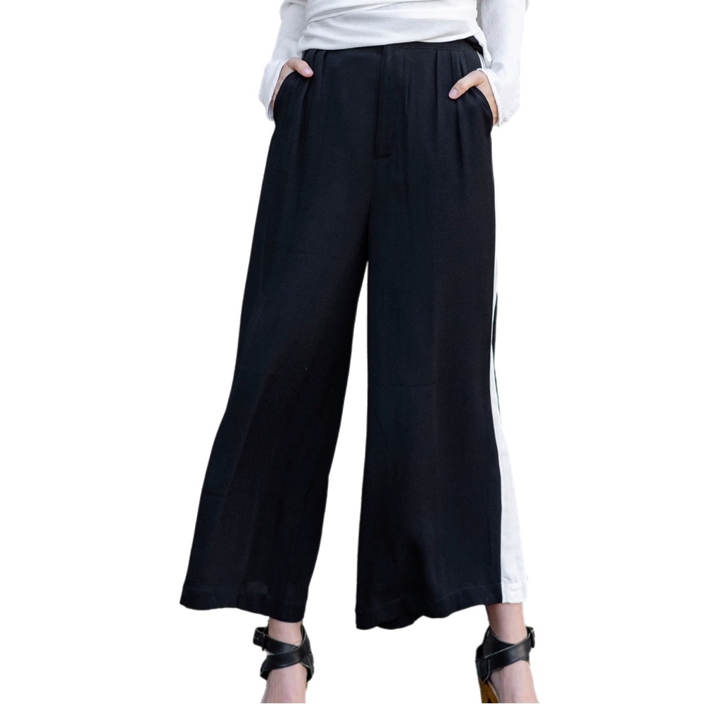 NWT KINDOM Riley Convertible Wide-Leg Side Stripe Pants, Solid Size S